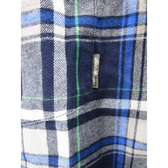 Eddie Bauer Shirt XL White Flannel Classic Fit Plaid Button Up Preppy - Picture 6 of 11